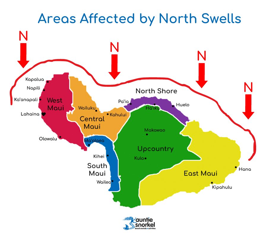 Maui Areas Affected by North Swells
