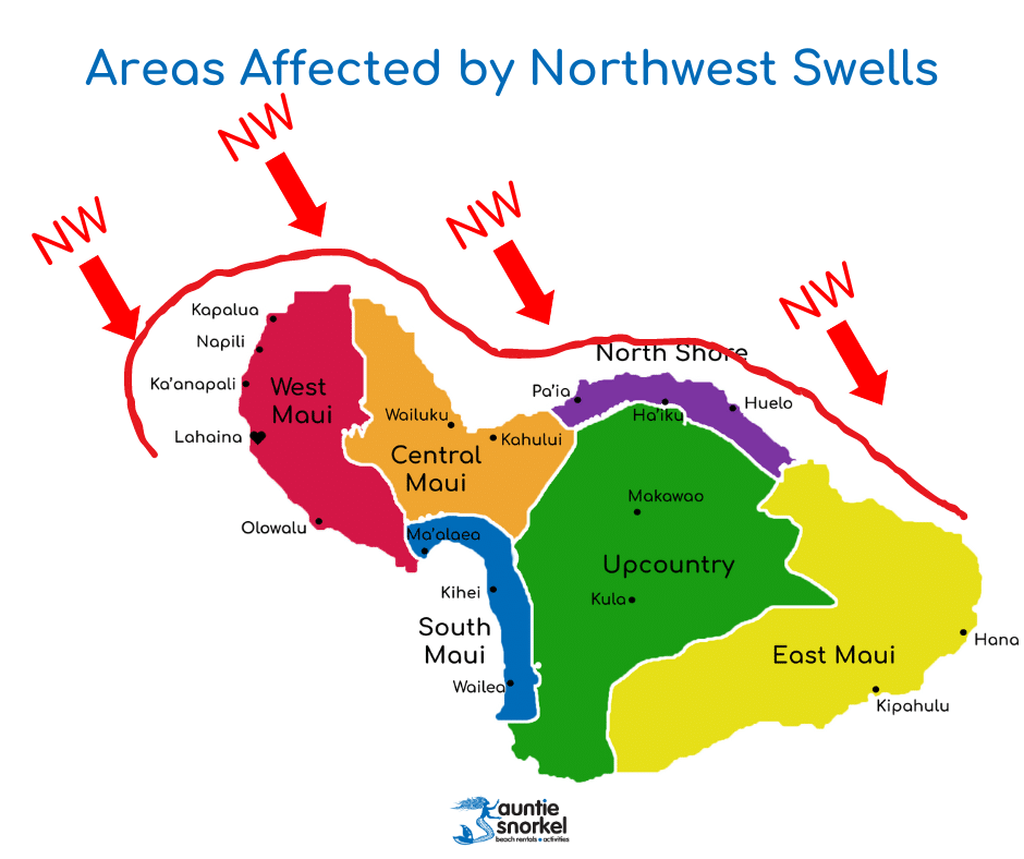 Maui Areas Affected by Northwest Swells