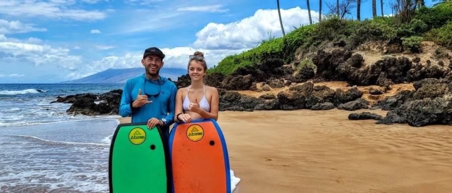 Boogie board with family