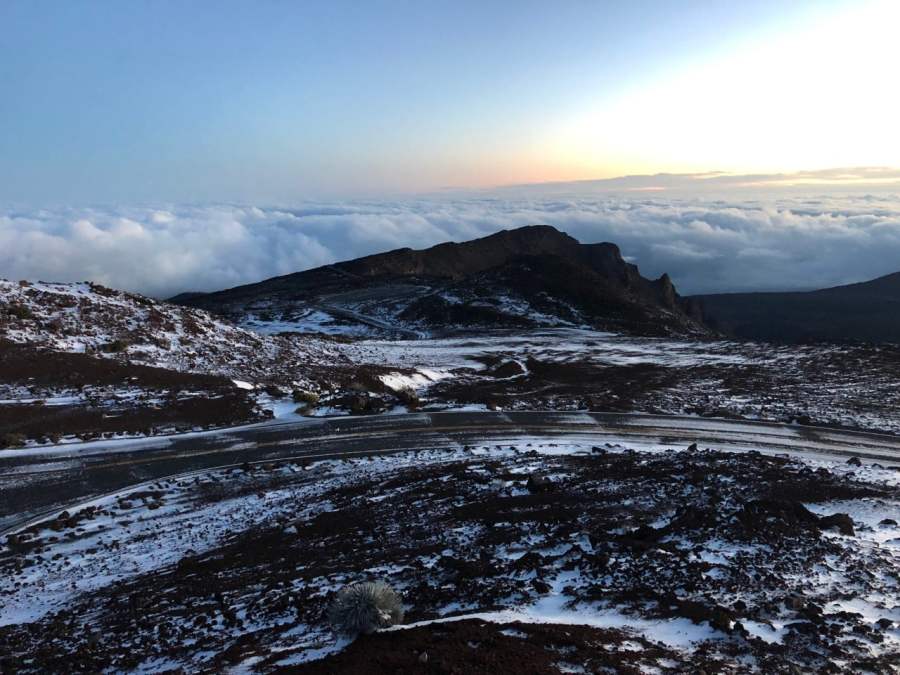 Haleakala Crater with snow and ice