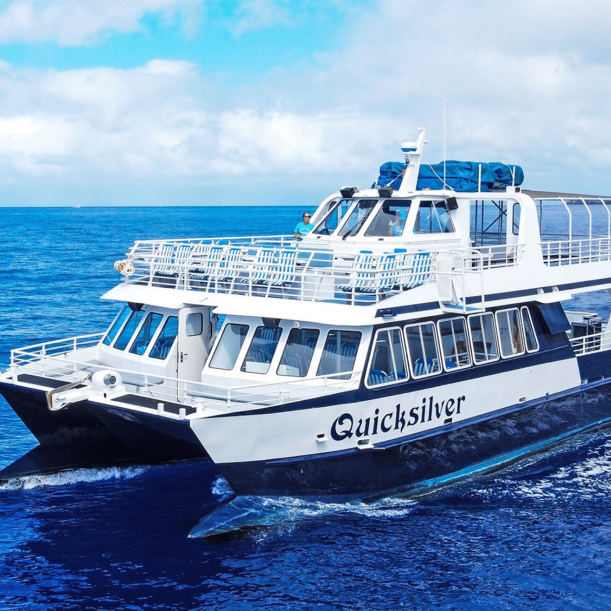 Spacious Double Deck Catamaran - Quicksilver Turtle Town Snorkel Tour - Book Maui Activities at Auntie Snorkel