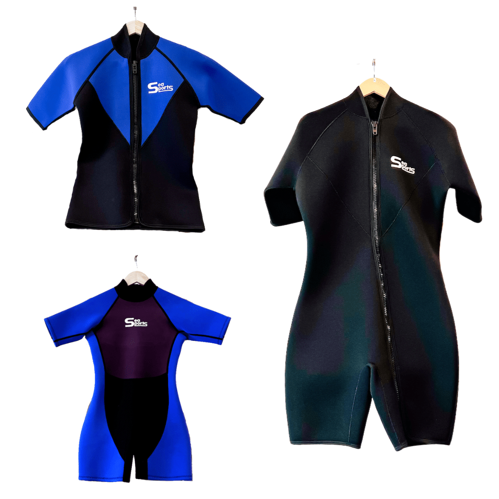 Wetsuit collection at Auntie Snorkel